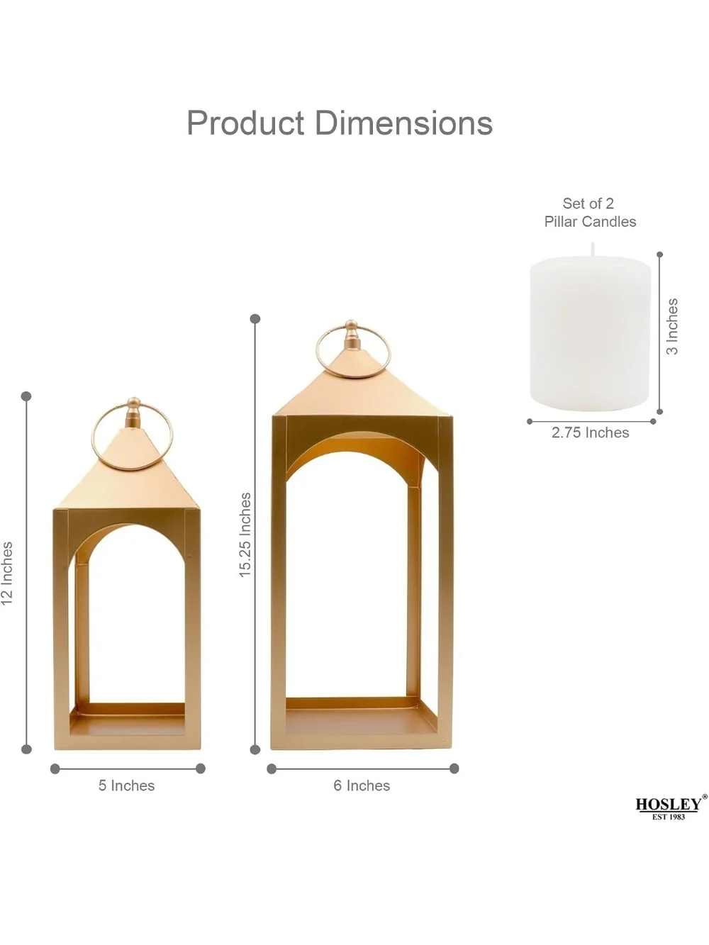 Gold Metal Lantern Set with Candle Holders - Decorative Home Accent